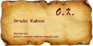 Orsós Kabos névjegykártya